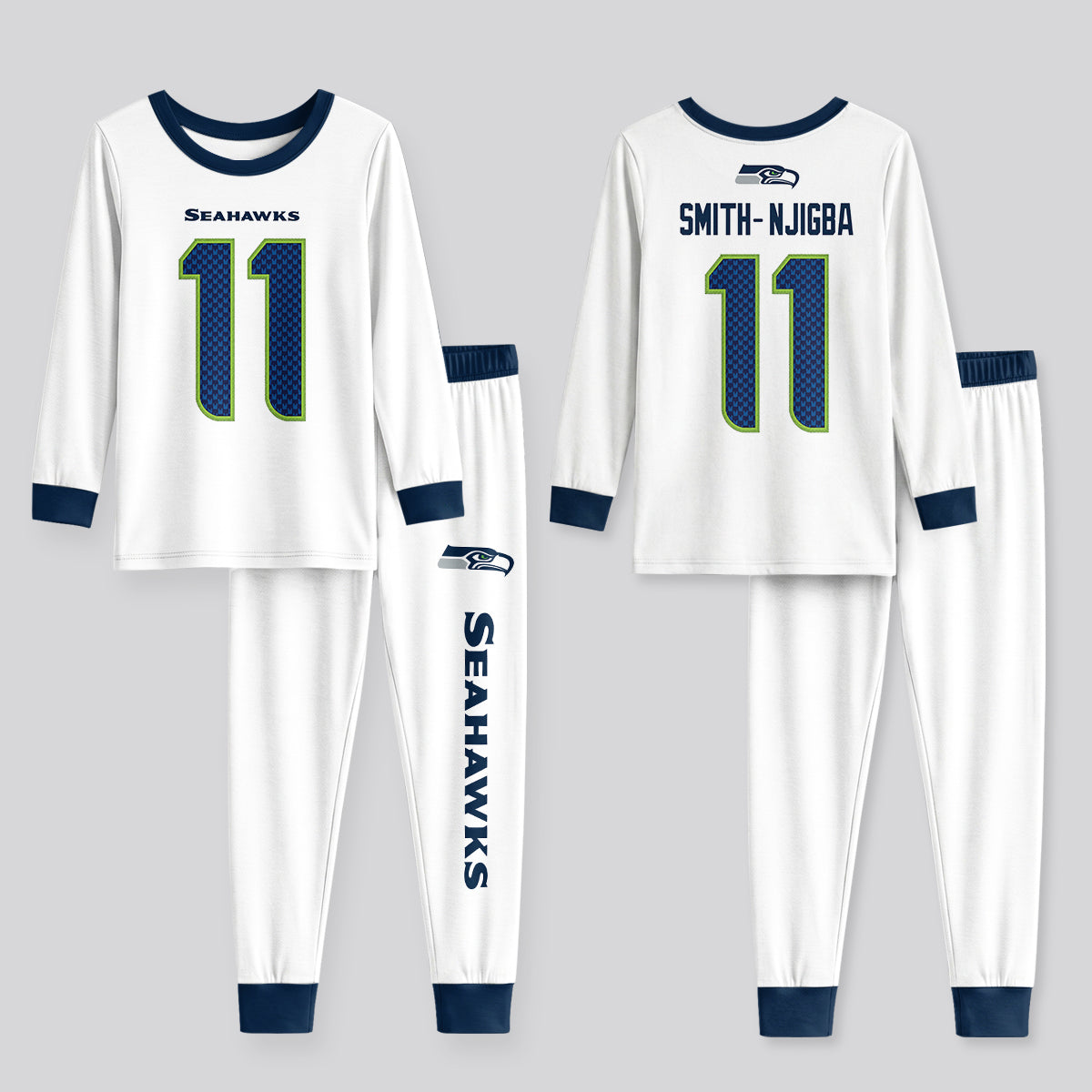 Seahawks Football Inspired Bamboo Two Piece Long Sleeve Pajama Set