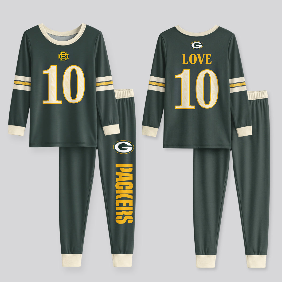 Packers JL10 Football! Inspired Bamboo Two Piece Long Sleeve Pajama Set