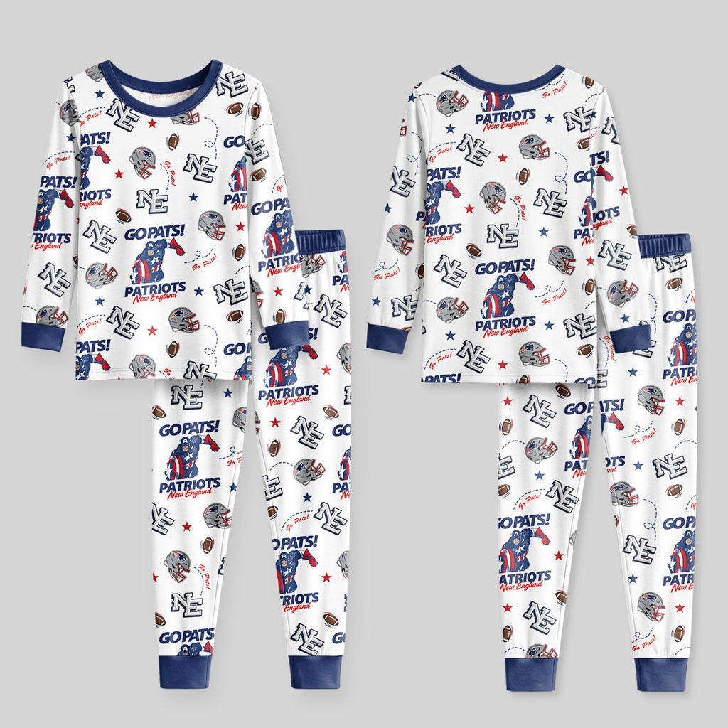 Patriots Football x Captain Inspired Bamboo Two Piece Long Sleeve Pajama Set