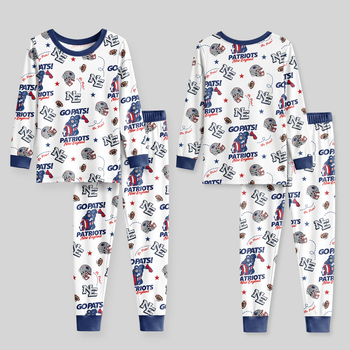 Patriots Football x Captain Inspired Bamboo Two Piece Long Sleeve Pajama Set