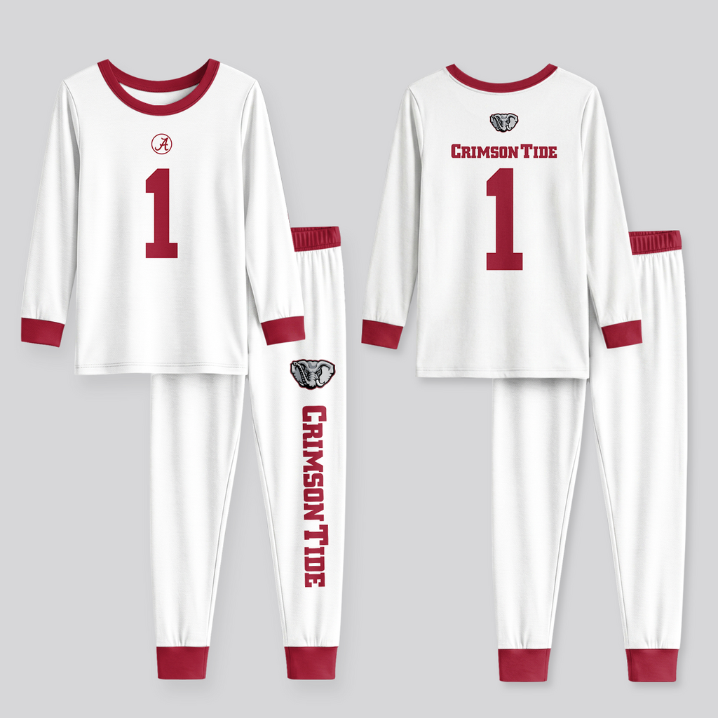 Alabama C.T. Football! Inspired Bamboo Two Piece Long Sleeve Pajama Set For Kid
