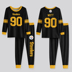 Steelers Football TJ Watt 90! Inspired Bamboo Two Piece Long Sleeve Pajama Set
