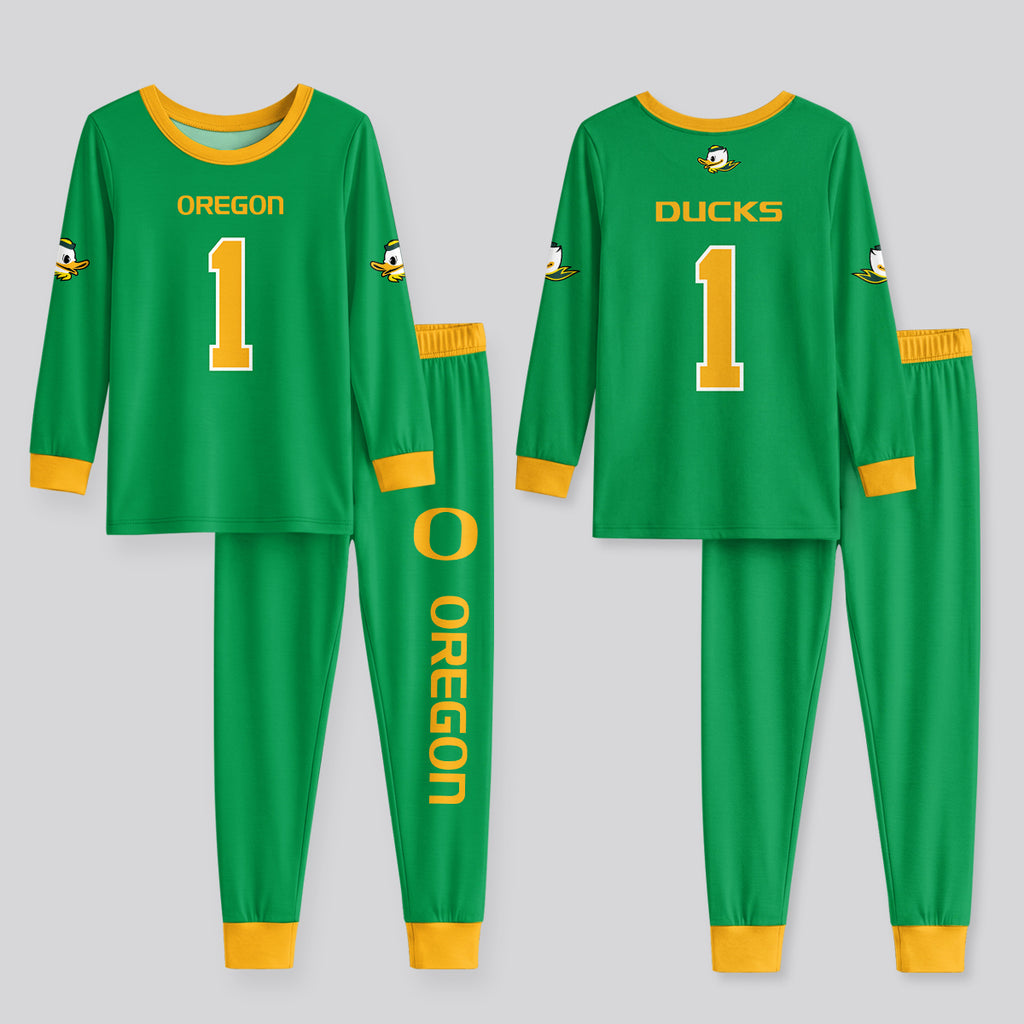 Oregon Ducks Football! Inspired Bamboo Two Piece Long Sleeve Pajama Set