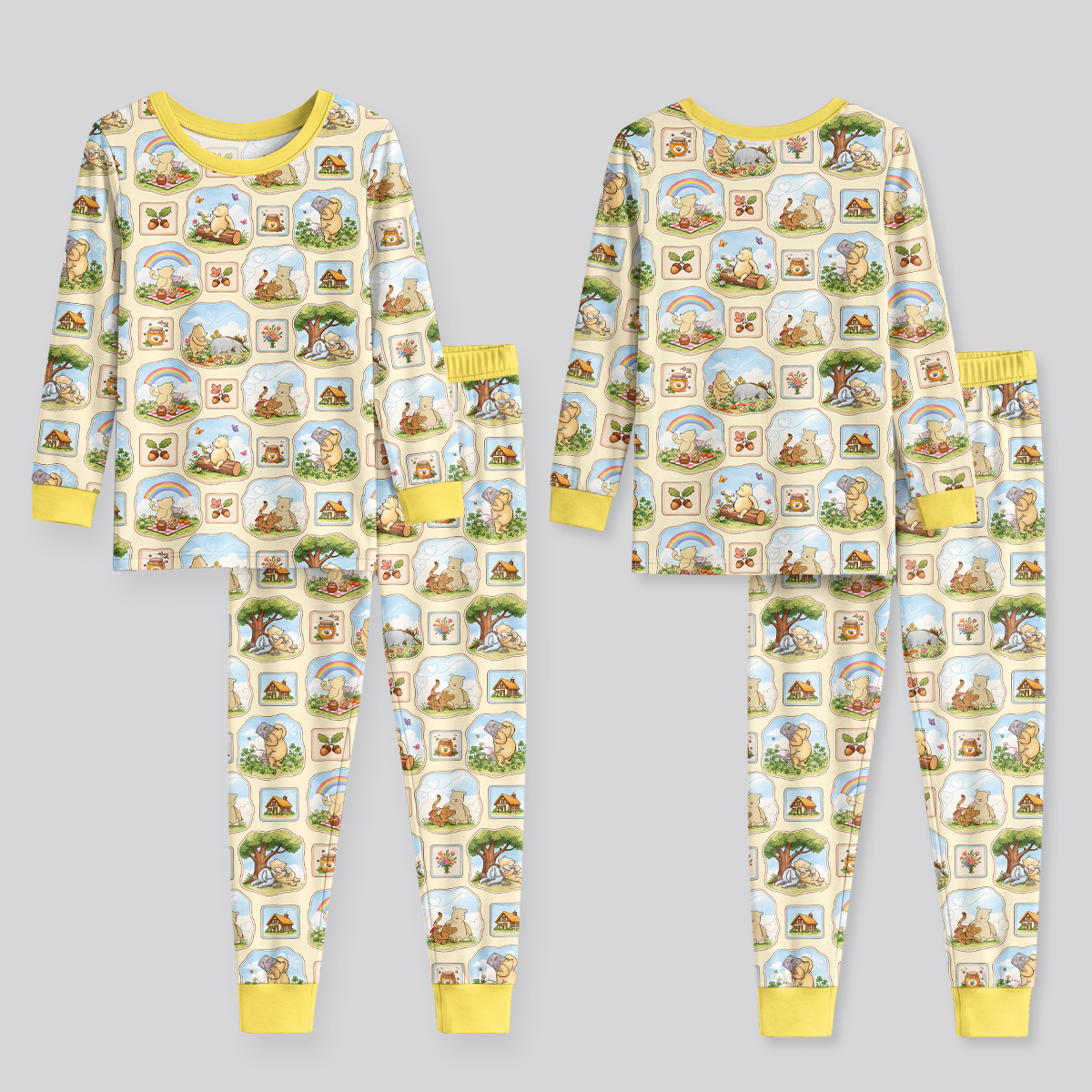 Silly Bear and Friends Bamboo Two Piece Long Sleeve Pajama Set