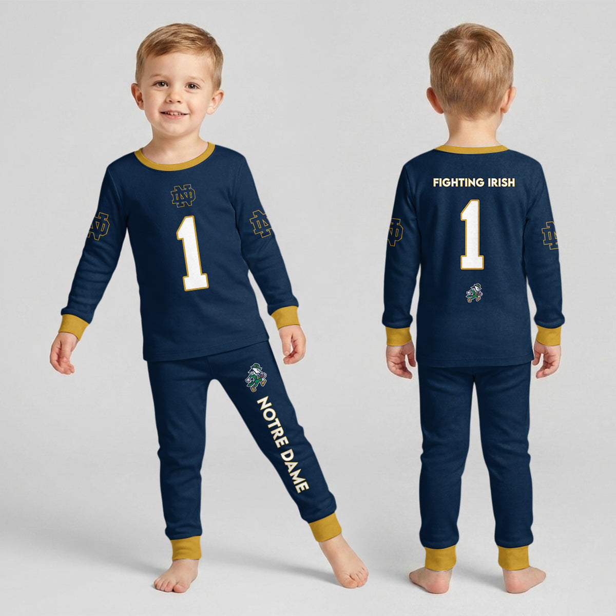 Notre Dame F.I Football!! Inspired Bamboo Two Piece Long Sleeve Pajama Set