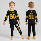 Steelers Football TJ Watt 90! Inspired Bamboo Two Piece Long Sleeve Pajama Set
