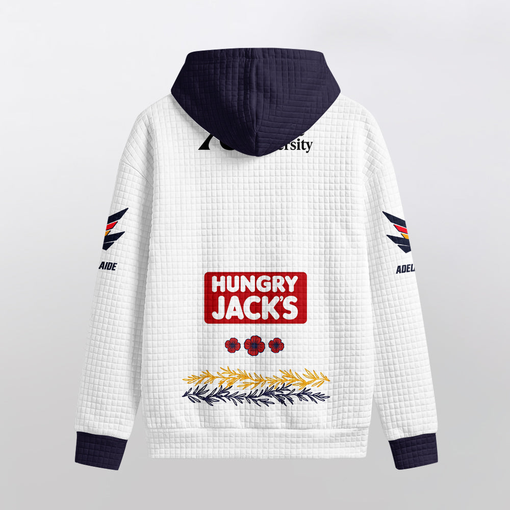 Adelaide Football 2026 White Waffle Hoodie