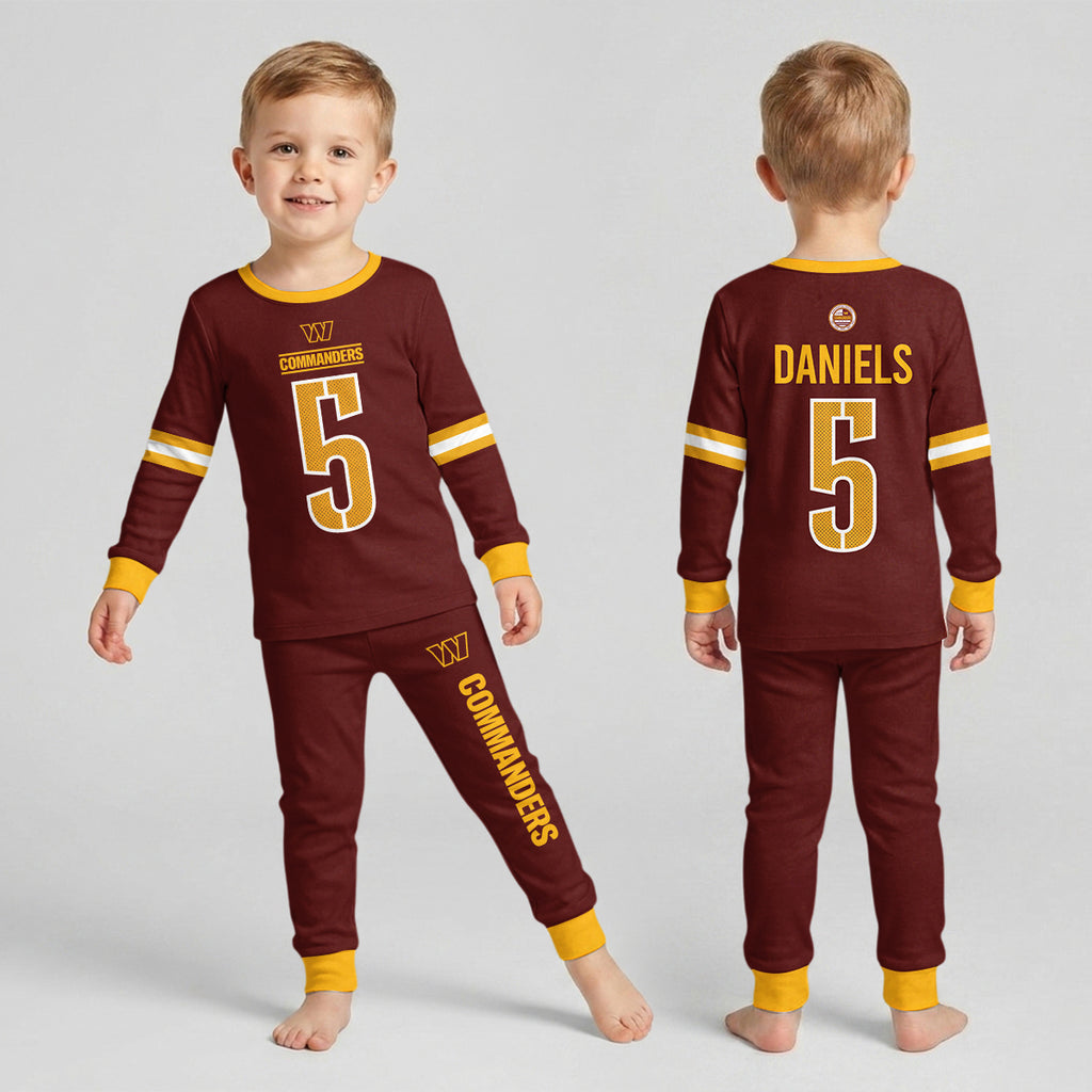 Commanders Football JD 5! Inspired Bamboo Two Piece Long Sleeve Pajama Set