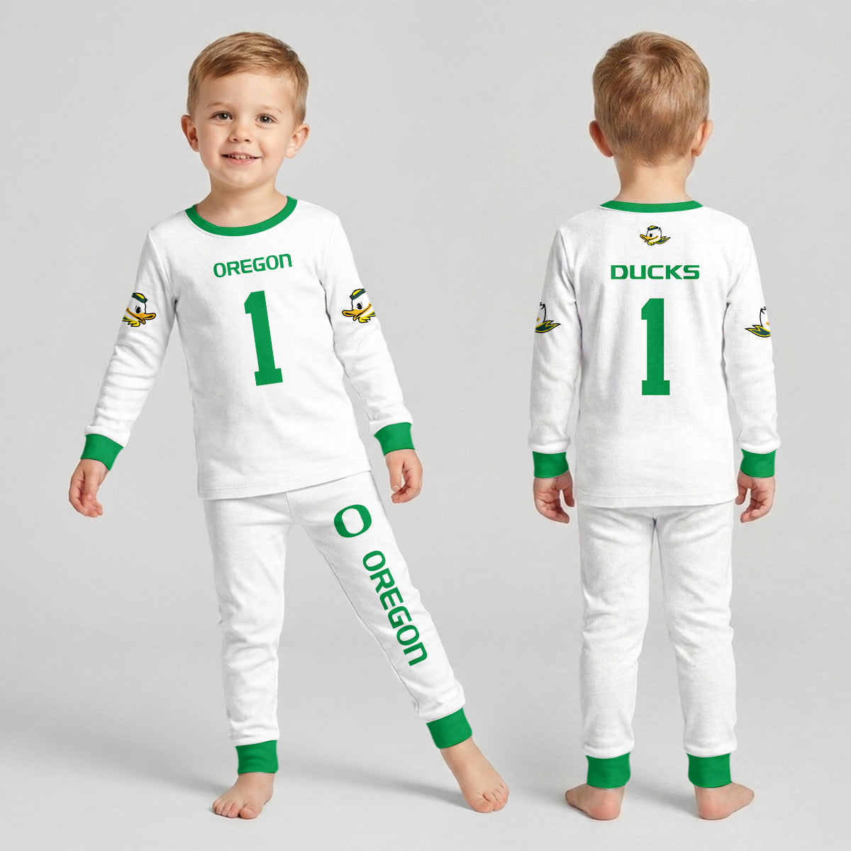 Oregon Ducks Football! Inspired Bamboo Two Piece Long Sleeve Pajama Set