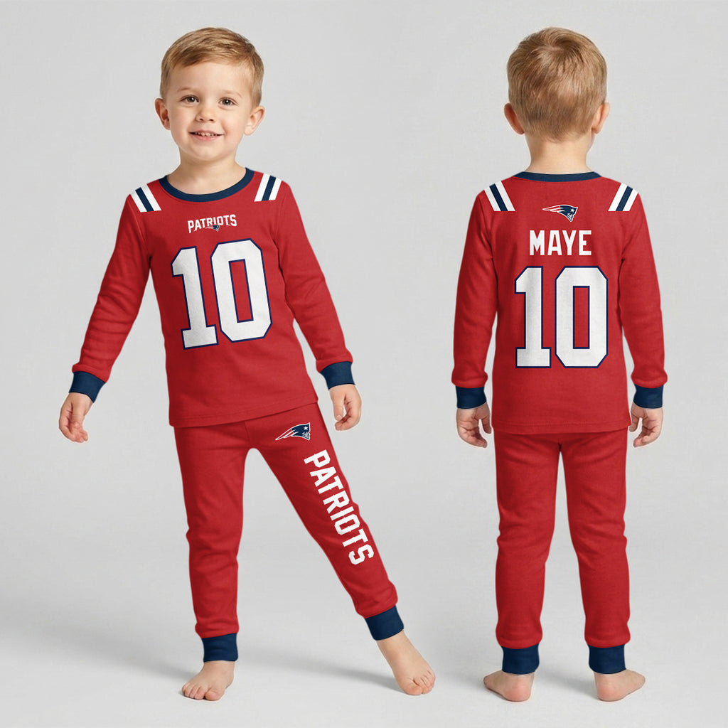 Patriots Football Maye 10! Inspired Bamboo Two Piece Long Sleeve Pajama Set
