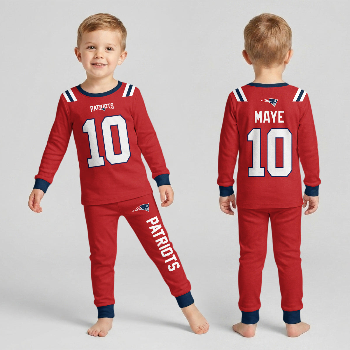 Patriots Football Maye 10! Inspired Bamboo Two Piece Long Sleeve Pajama Set