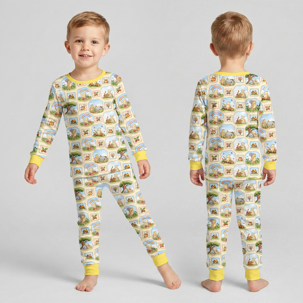 Silly Bear and Friends Bamboo Two Piece Long Sleeve Pajama Set
