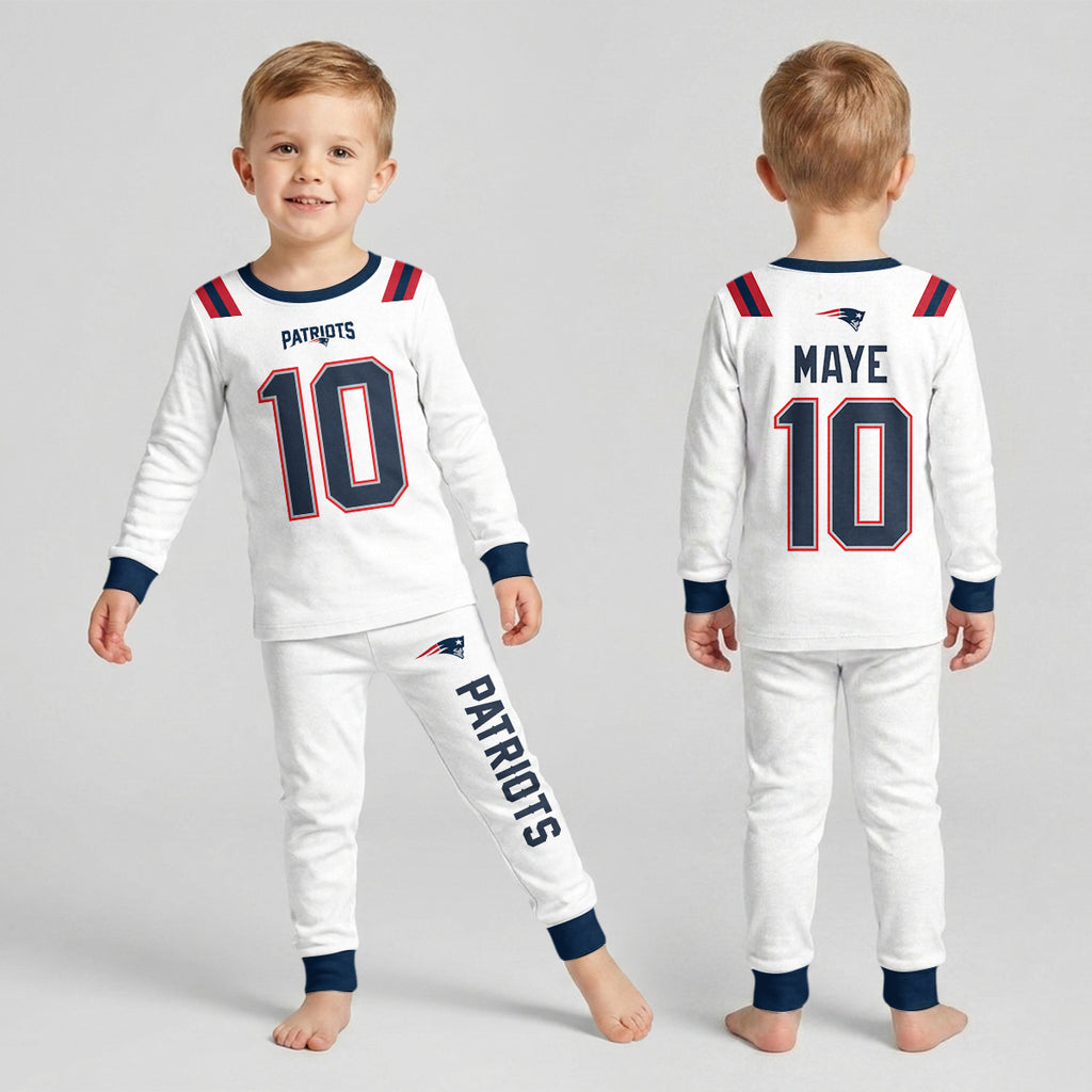 Patriots Football Maye 10! Inspired Bamboo Two Piece Long Sleeve Pajama Set
