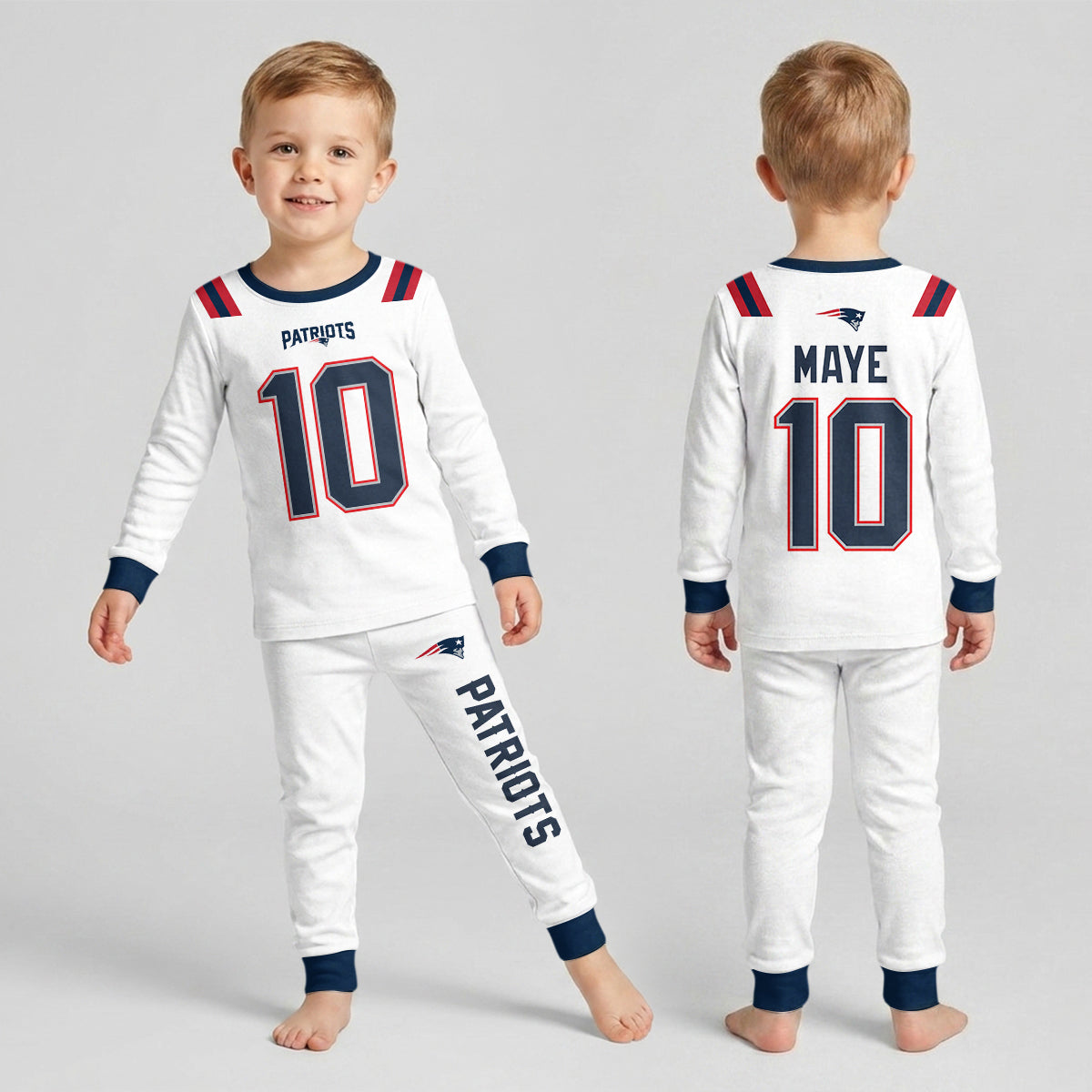 Patriots Football Maye 10! Inspired Bamboo Two Piece Long Sleeve Pajama Set