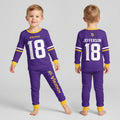Vikings Football Jefferson 18! Inspired Bamboo Two Piece Long Sleeve Pajama Set