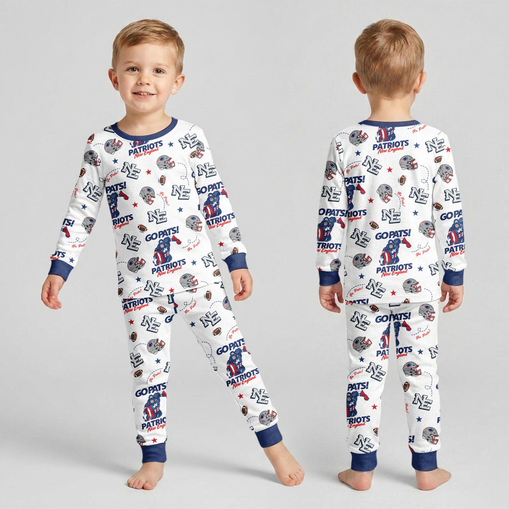 Patriots Football x Captain Inspired Bamboo Two Piece Long Sleeve Pajama Set