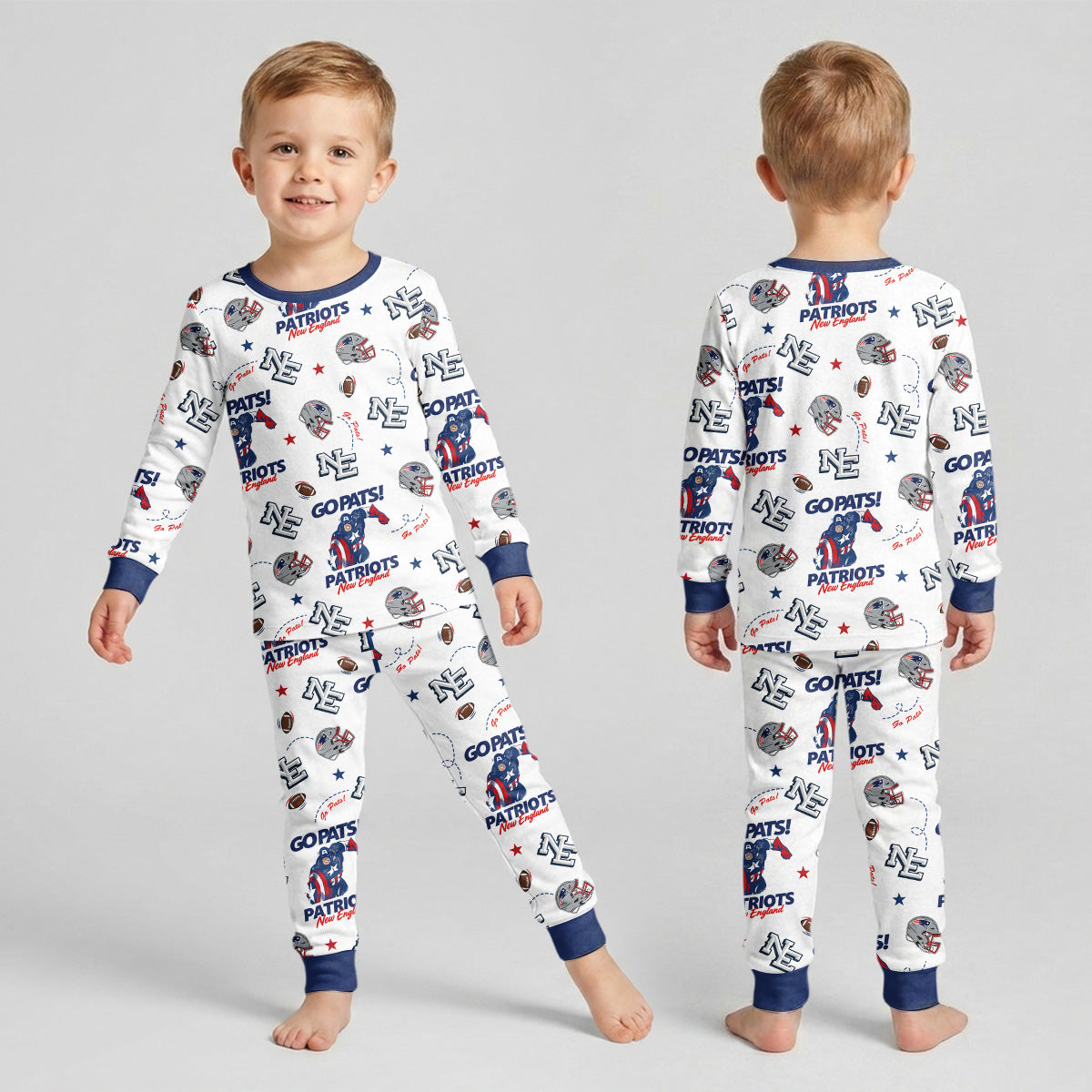 Patriots Football x Captain Inspired Bamboo Two Piece Long Sleeve Pajama Set