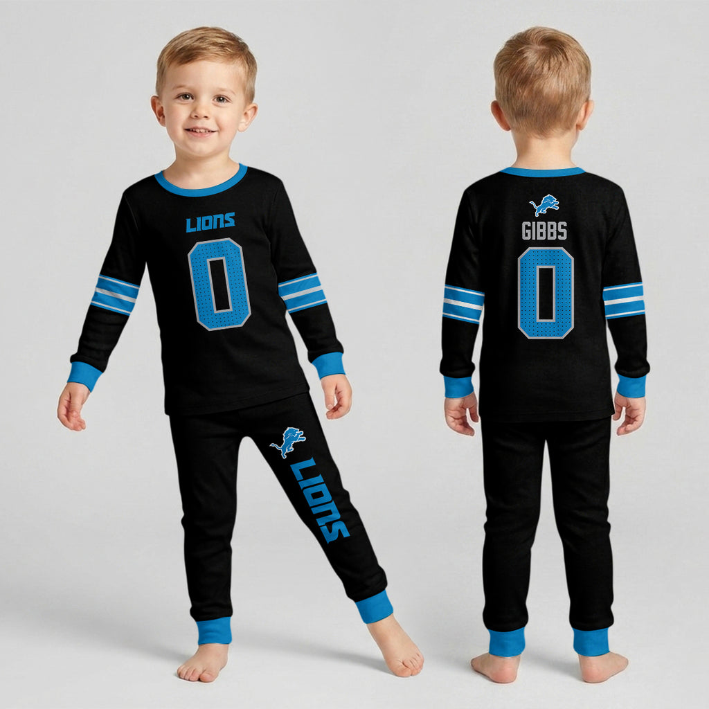 Detroit L. Football JG 0! Inspired Bamboo Two Piece Long Sleeve Pajama Set