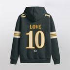 Green Bay Packers Rivalries Jordan Love 10 Football Waffle Hoodie