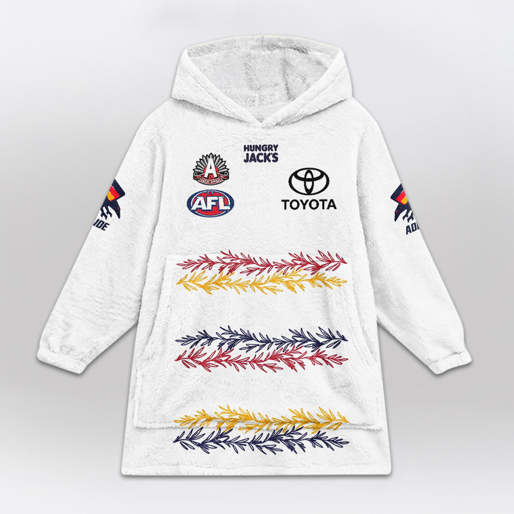 Adelaide Football 2026 White Cook 15 Blanket Hoodie