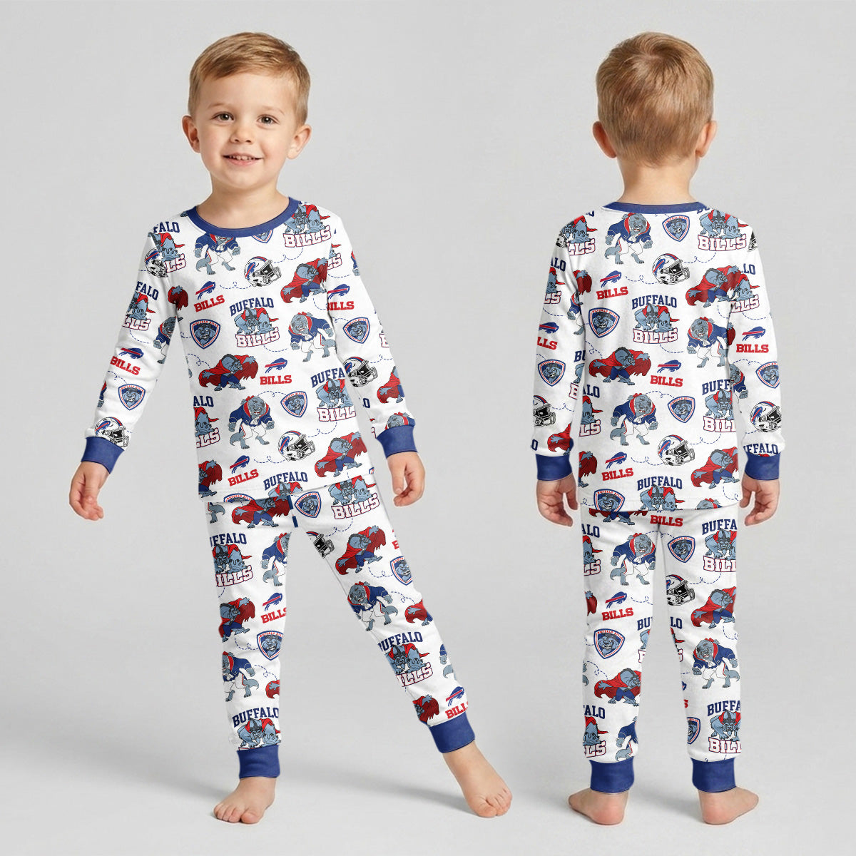 Bills Football x Beast Inspired Bamboo Two Piece Long Sleeve Pajama Set