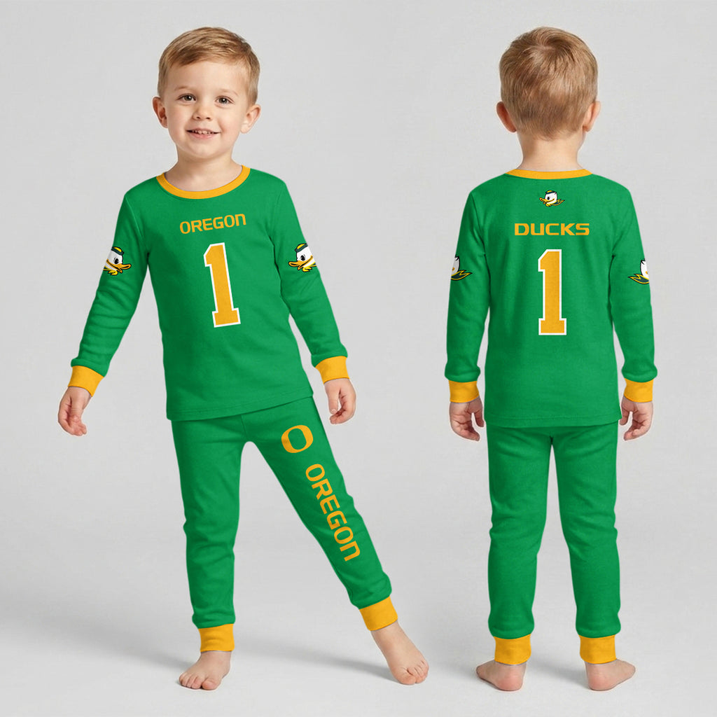 Oregon Ducks Football! Inspired Bamboo Two Piece Long Sleeve Pajama Set