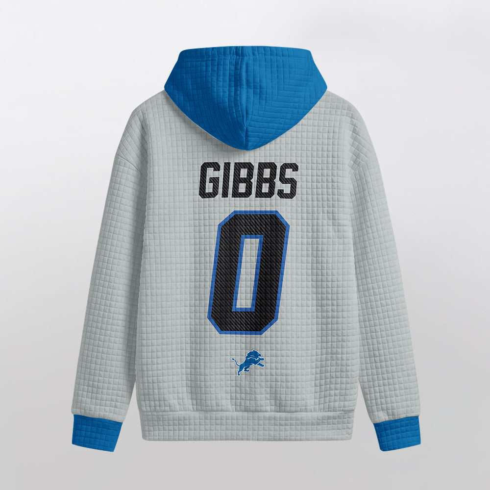 Detroit Lions Rivalries Jahmyr Gibbs 0 Football Waffle Hoodie