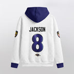 Baltimore R. Rivalries Lamar Jackson 8 Football Waffle Hoodie