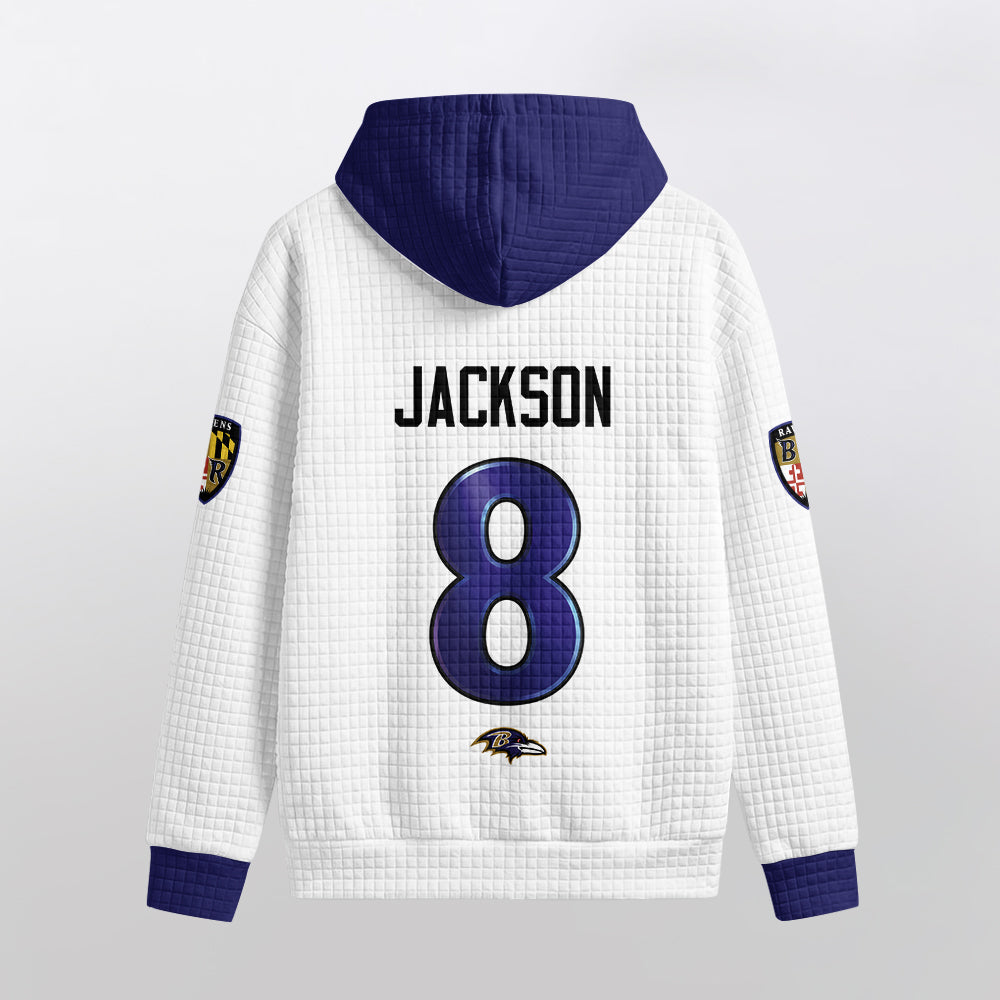 Baltimore R. Rivalries Lamar Jackson 8 Football Waffle Hoodie