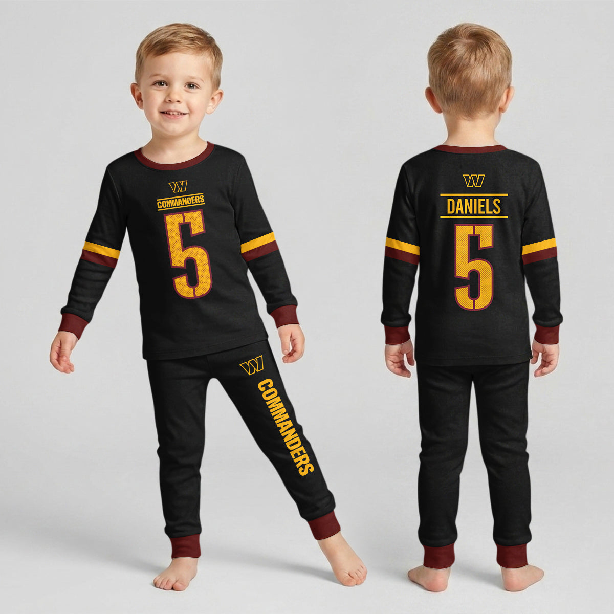Commanders Football JD 5! Inspired Bamboo Two Piece Long Sleeve Pajama Set