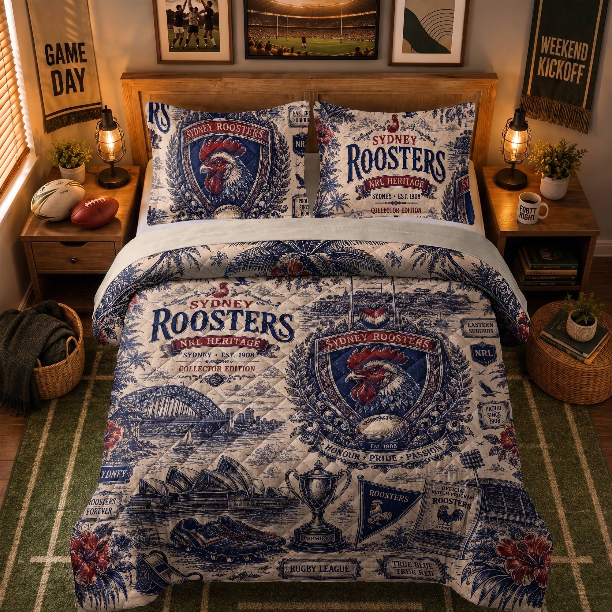 Roosters Bedding Set With Pillowcases
