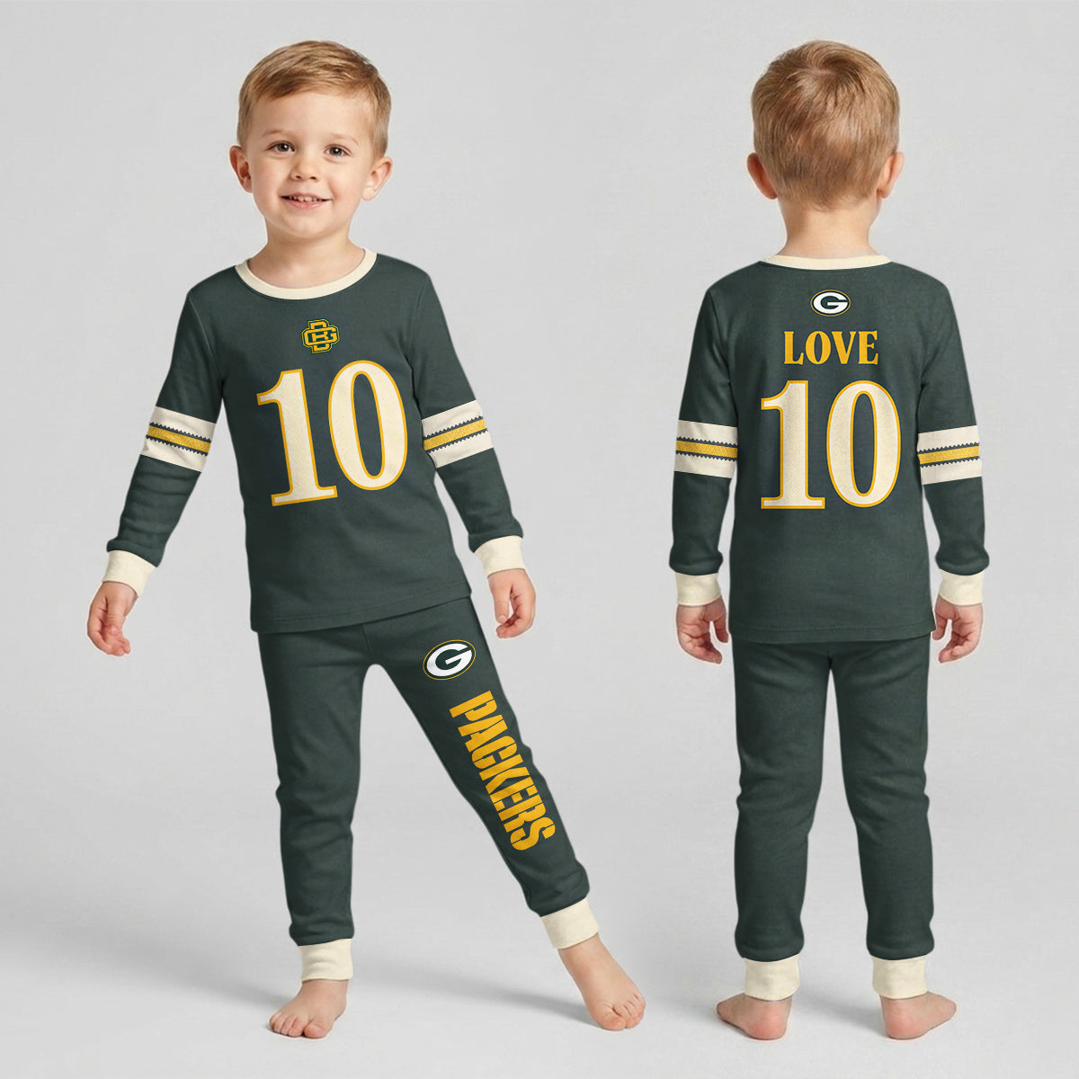 Packers JL10 Football! Inspired Bamboo Two Piece Long Sleeve Pajama Set