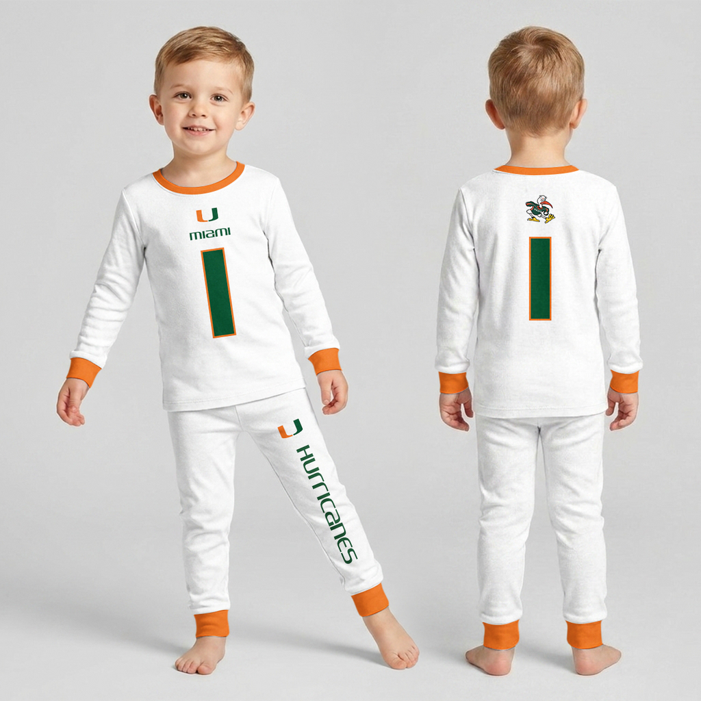 Miami Hurricanes Football!! Inspired Bamboo Two Piece Long Sleeve Pajama Set