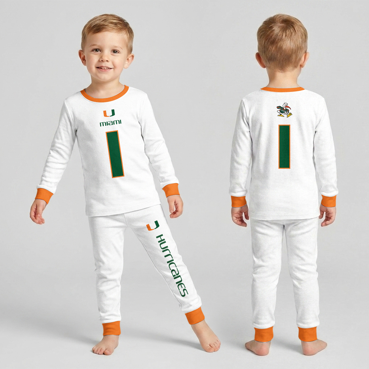 Miami Hurricanes Football!! Inspired Bamboo Two Piece Long Sleeve Pajama Set