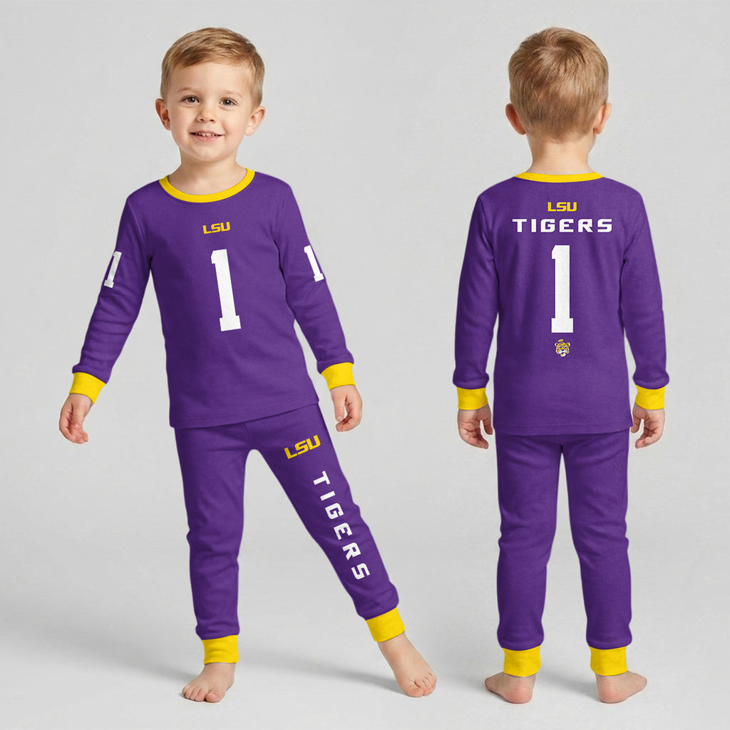 L.S.U.T Football! Inspired Bamboo Two Piece Long Sleeve Pajama Set