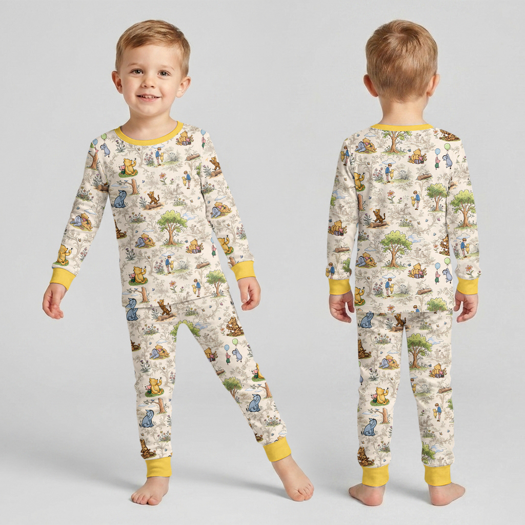 Silly Bear and Friends Bamboo Two Piece Long Sleeve Pajama Set
