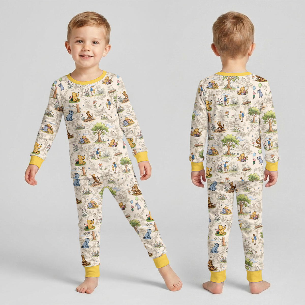 Silly Bear and Friends Bamboo Two Piece Long Sleeve Pajama Set