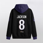Baltimore R. Rivalries Lamar Jackson 8 Football Waffle Hoodie