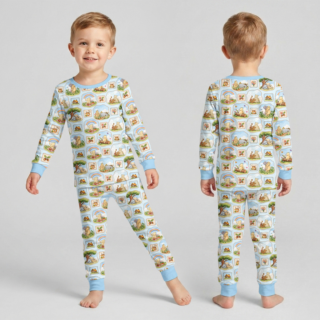 Silly Bear and Friends Bamboo Two Piece Long Sleeve Pajama Set