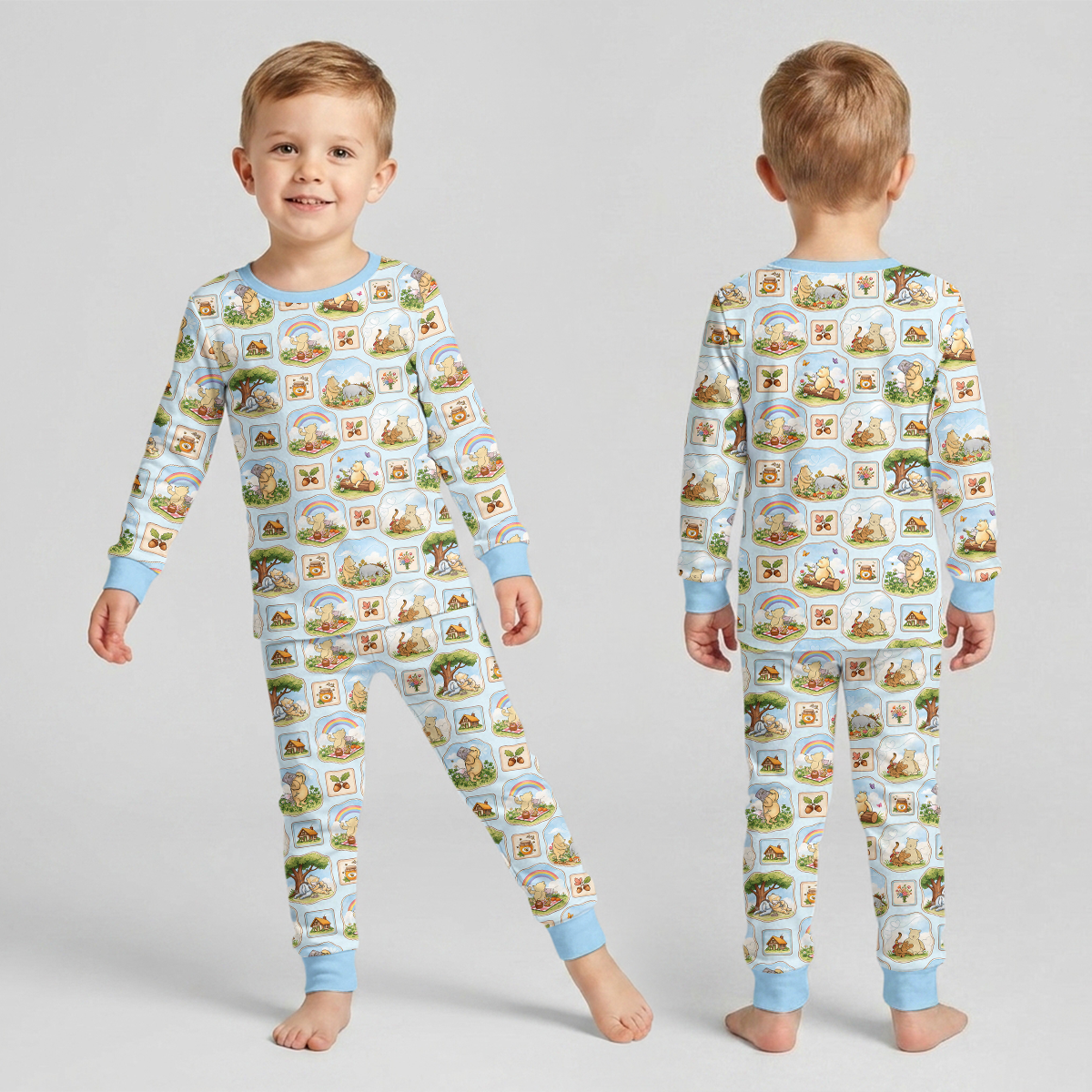 Silly Bear and Friends Bamboo Two Piece Long Sleeve Pajama Set