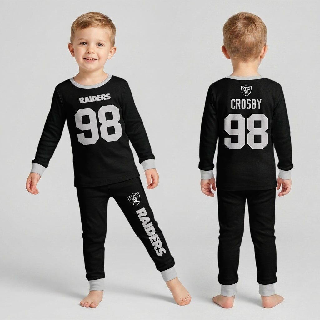 Raiders MC98 Football! Inspired Bamboo Two Piece Long Sleeve Pajama Set