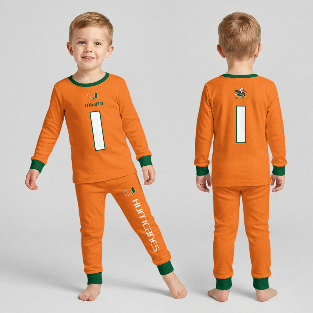 Miami Hurricanes Football!! Inspired Bamboo Two Piece Long Sleeve Pajama Set