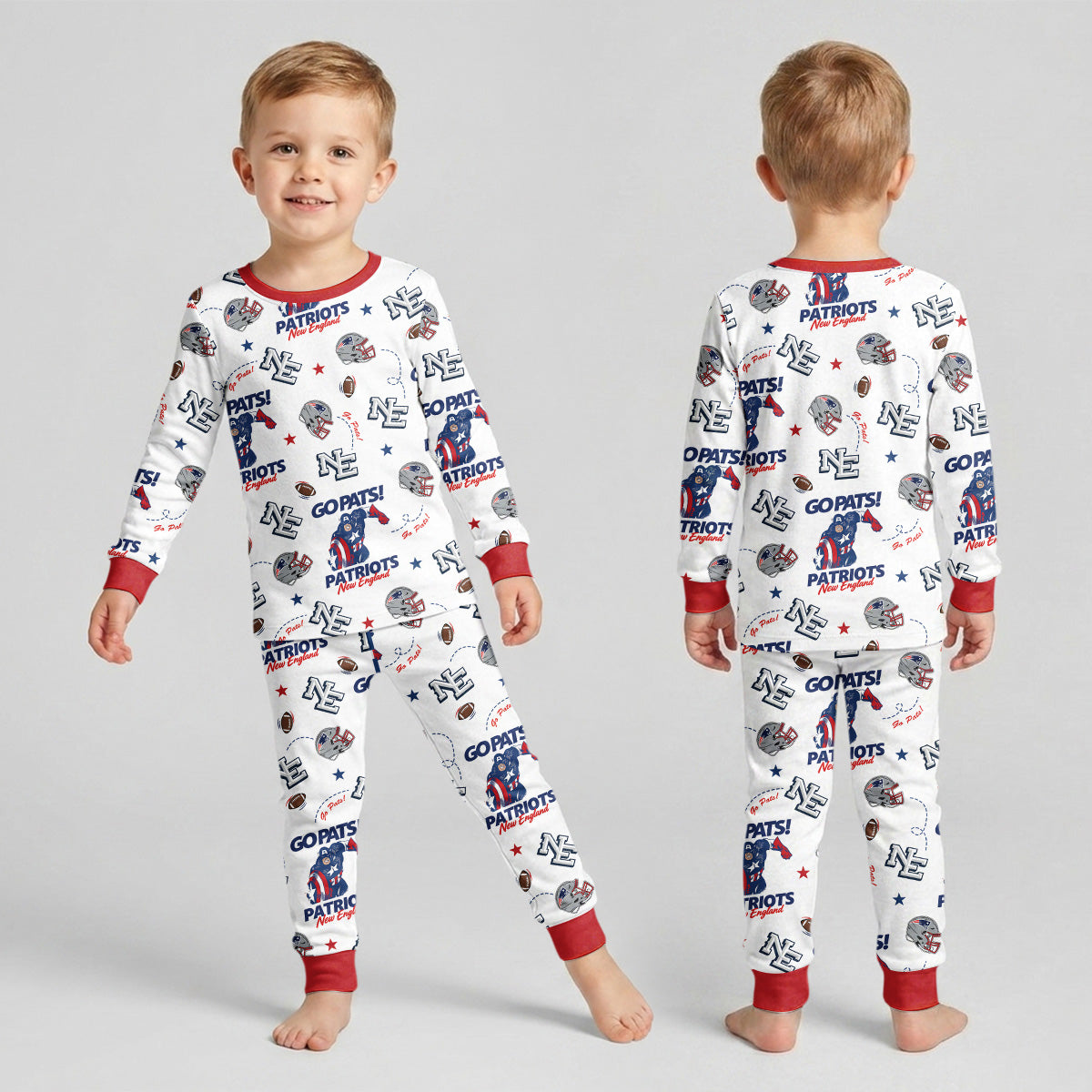Patriots Football x Captain Inspired Bamboo Two Piece Long Sleeve Pajama Set