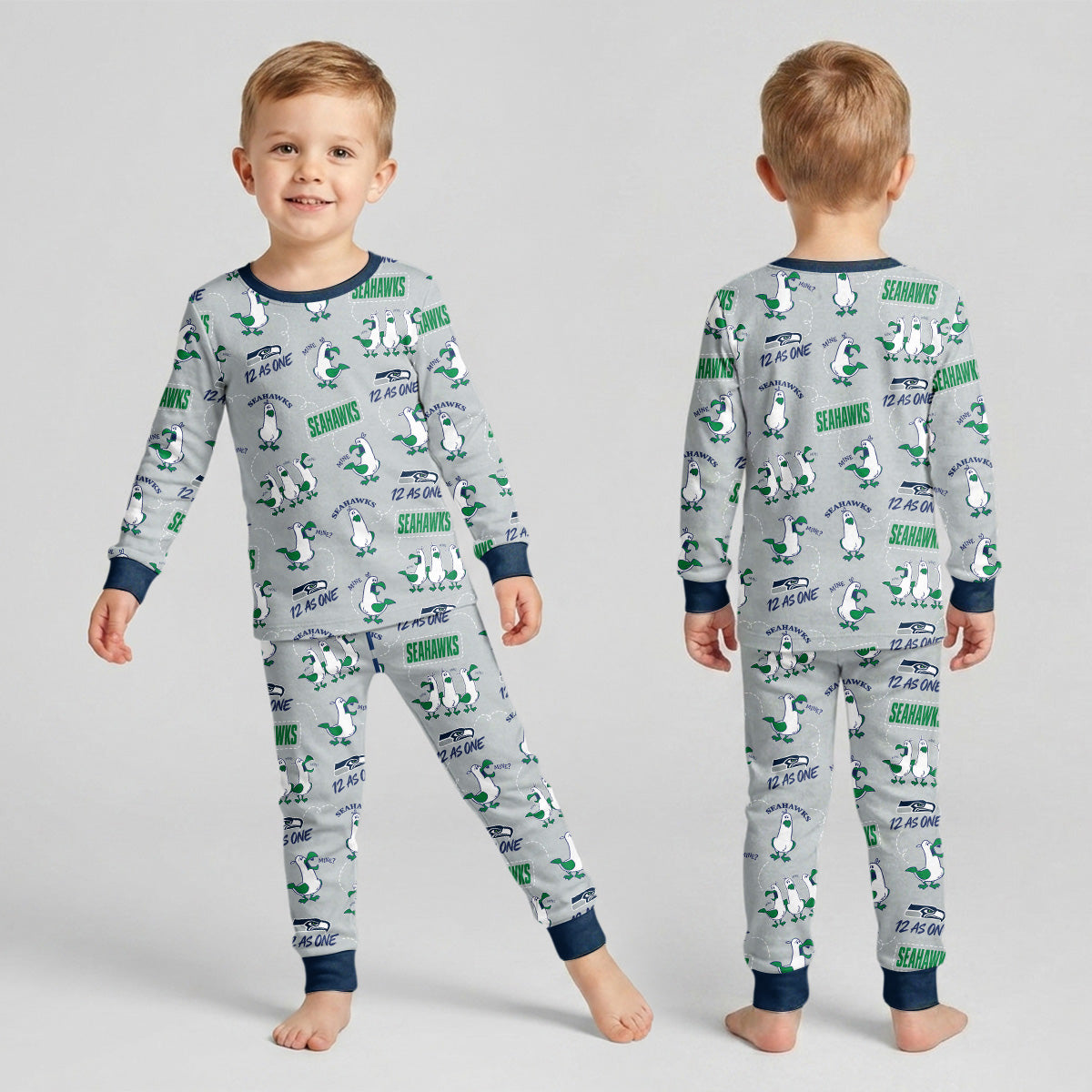 Seahawks Football x Seagulls Inspired Bamboo Two Piece Long Sleeve Pajama Set