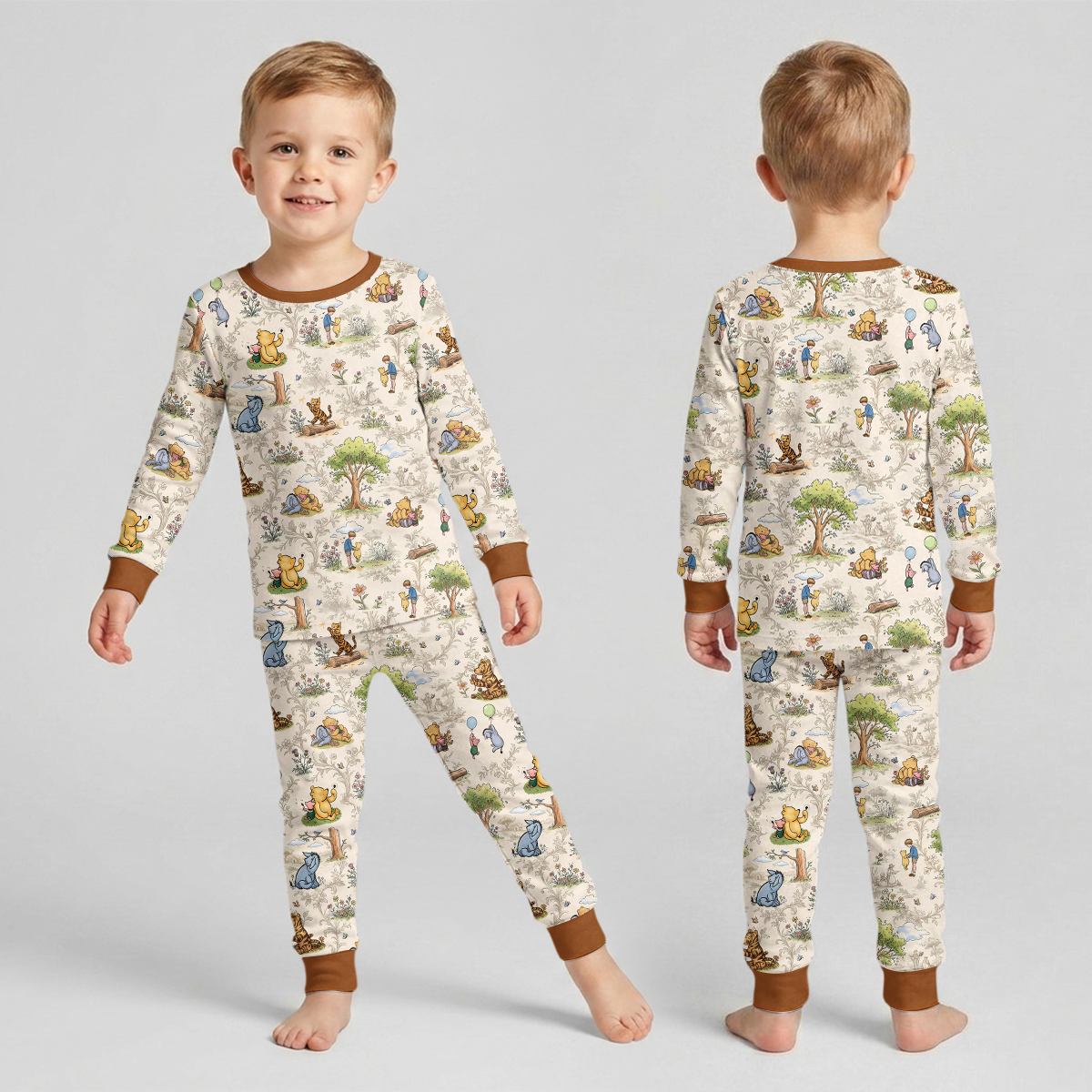 Silly Bear and Friends Bamboo Two Piece Long Sleeve Pajama Set