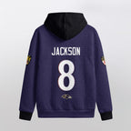 Baltimore R. Rivalries Lamar Jackson 8 Football Waffle Hoodie