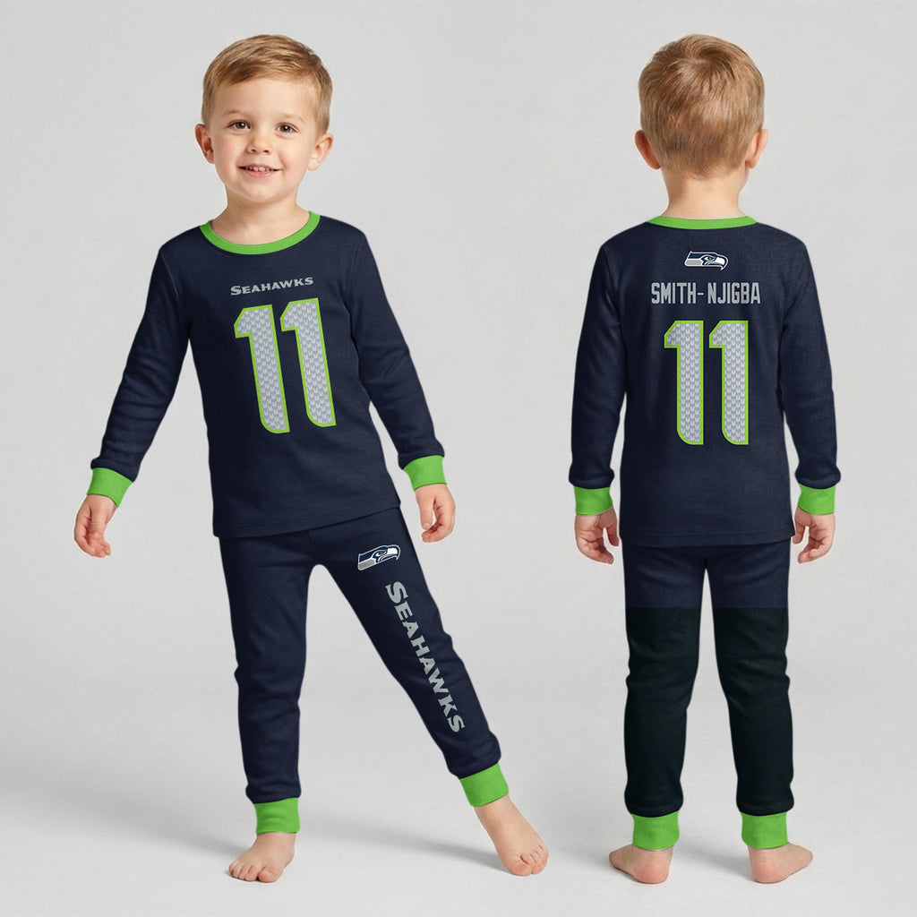 Seahawks Football Inspired Bamboo Two Piece Long Sleeve Pajama Set