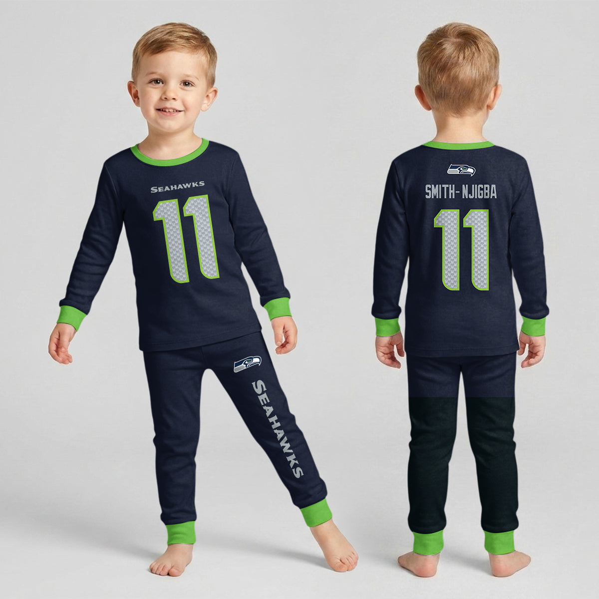 Seahawks Football Inspired Bamboo Two Piece Long Sleeve Pajama Set