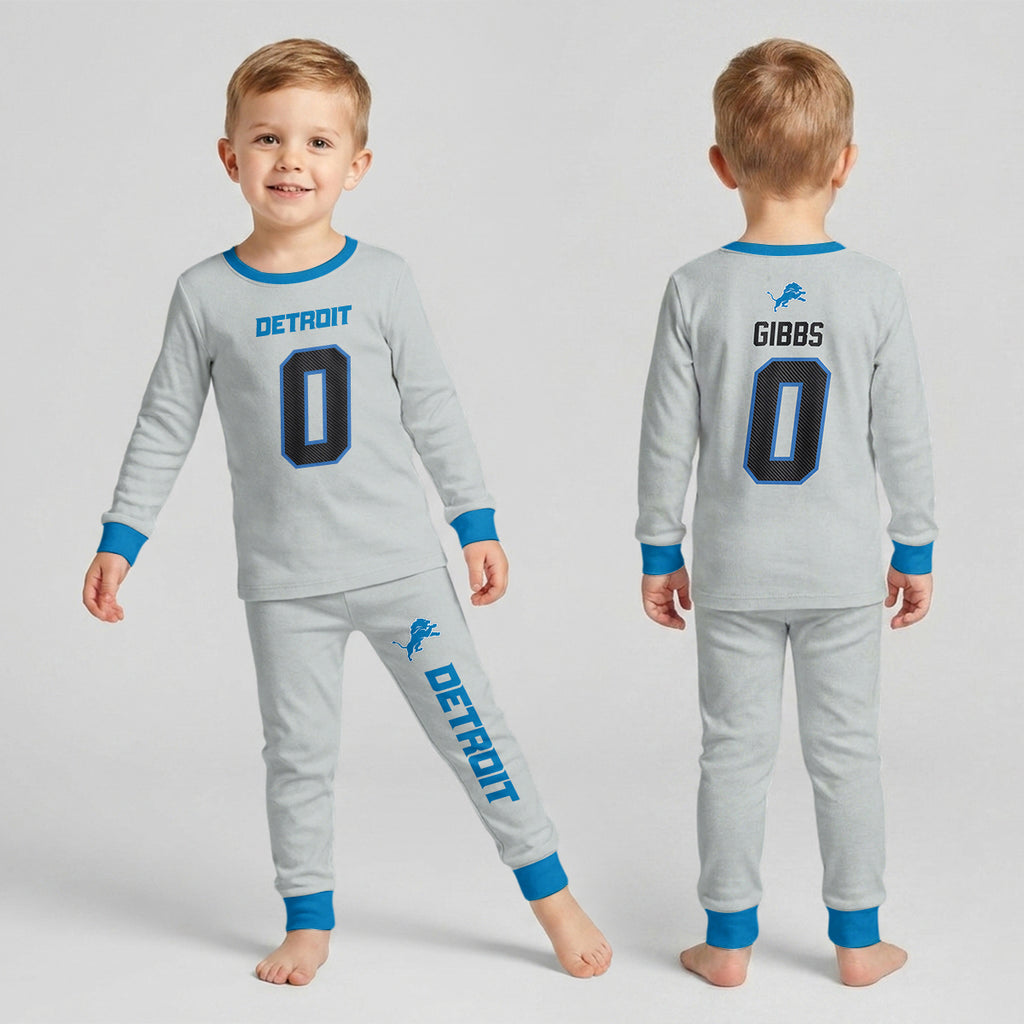 Detroit L. Football JG 0! Inspired Bamboo Two Piece Long Sleeve Pajama Set