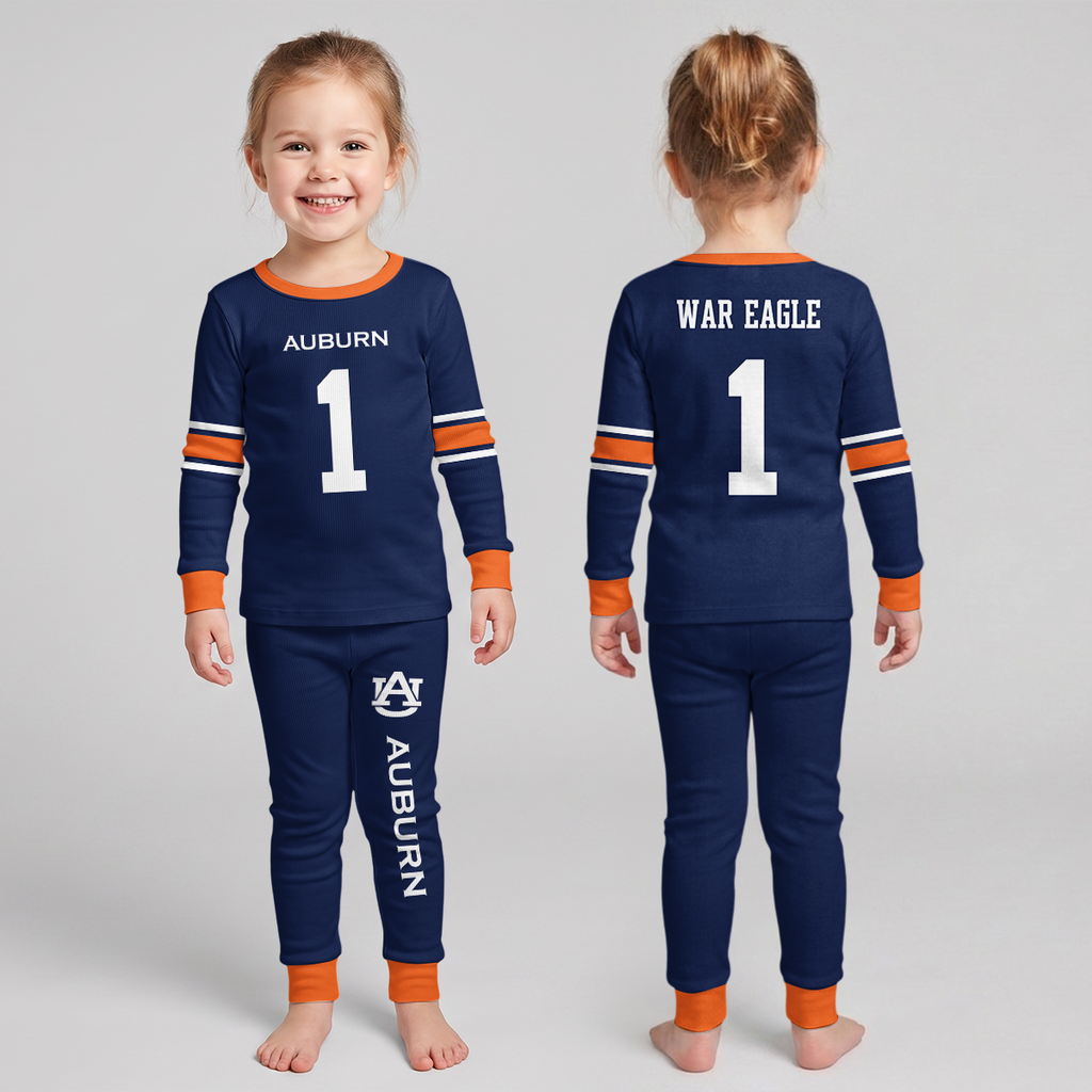 Auburn Tigers Football!! Inspired Bamboo Two Piece Long Sleeve Pajama Set